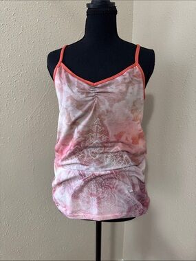Prana Pink Tie-Dye Camisole with Coral Trim